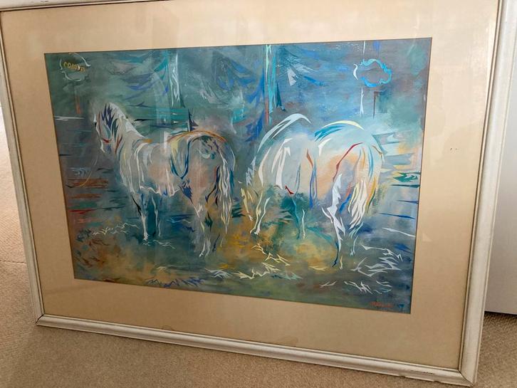 J.N. Gorter, '57: "Amour en Colonel", afm. lijst 100x75cm., Antiek en Kunst, Kunst | Schilderijen | Modern, Ophalen of Verzenden