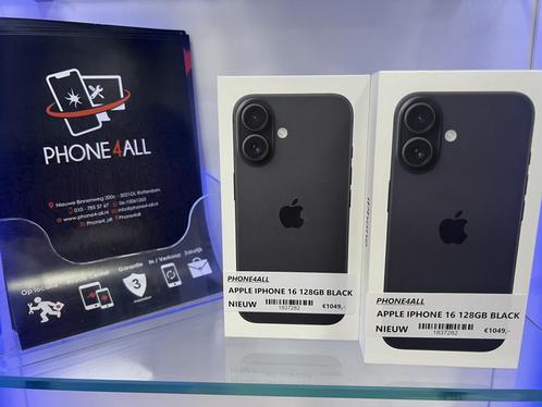 APPLE IPHONE 16 BLACK 128GB NIEUW, Telecommunicatie, Mobiele telefoons | Apple iPhone, Nieuw, Zonder abonnement, Zonder simlock