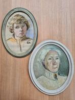 2 portretten, schilderijen in ovale lijst, van Gerda Vis, Ophalen of Verzenden