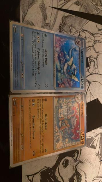 Pokémonkaarten Vaporeon & Marowak – Holo – Paldea Evolved beschikbaar voor biedingen