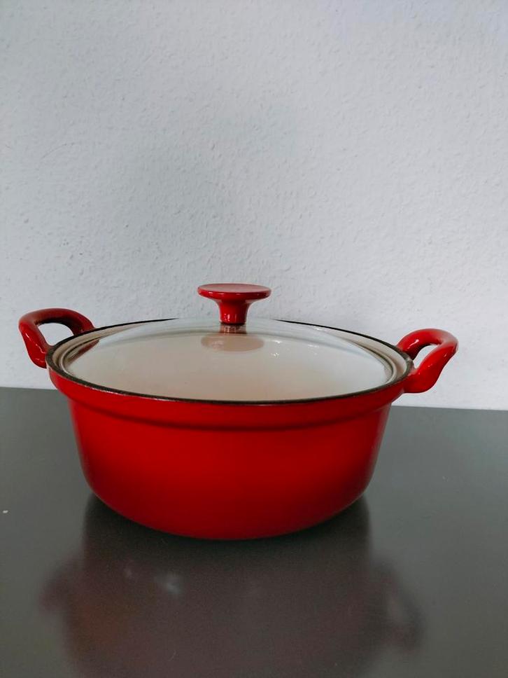 oranje gietijzeren braadpan, Huis en Inrichting, Keuken | Potten en Pannen, Zo goed als nieuw, Koekenpan of Braadpan, Gietijzer