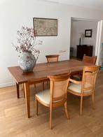 Uitschuifbare Eettafel met Stoelen, Huis en Inrichting, Tafels | Eettafels, Ophalen, Gebruikt, 100 tot 150 cm, Teakhout