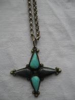 Mooie lange zilverkleurige oude ketting bijzondere hanger, Ophalen of Verzenden, Zo goed als nieuw, Zilver, Overige materialen