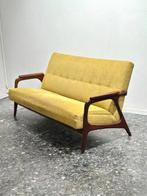 Scandinavische Groene Vintage 3-Zitsbank – Organisch Design, Tweepersoons, 75 tot 100 cm, Ophalen of Verzenden, Zo goed als nieuw