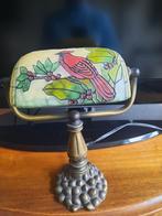 Bijzondere notaris/bureau lamp met vogel., Vintage chique, Ophalen of Verzenden, Zo goed als nieuw, Glas