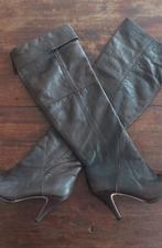 Hoge bruine leren laarzen maat 40, Kleding | Dames, Schoenen, Ophalen of Verzenden, Zo goed als nieuw, Bruin, Hoge laarzen