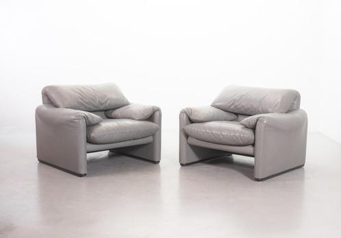 SALE! Vintage Italiaans Cassina Design Maralunga Fauteuils, Huis en Inrichting, Fauteuils, Gebruikt, Leer, Overige materialen