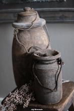Nepalese kruiken /Nepalese potten met deksel, Huis en Inrichting, Woonaccessoires | Overige, Www.jufbrocante.nl, Www.jufbrocante.nl