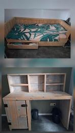 Bed bank steigerhout met bijpassend bureau, Ophalen, Zo goed als nieuw, Hoogslaper