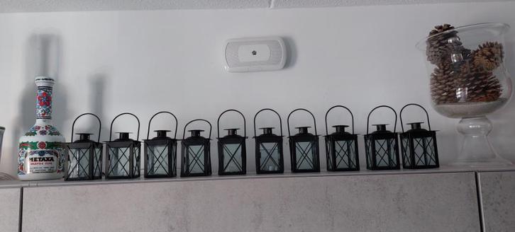 kandelaars metaal + echt glas 10 stuks, zwart, halloweenidee, Huis en Inrichting, Woonaccessoires | Kandelaars en Kaarsen, Zo goed als nieuw