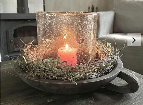 Windlicht steenslag 21x23, Huis en Inrichting, Woonaccessoires | Kandelaars en Kaarsen, Zo goed als nieuw, Minder dan 25 cm, Overige materialen
