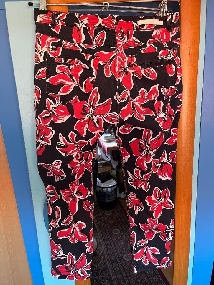 leuke rood zwart gebloemde broek Parami 40/42, Kleding | Dames, Broeken en Pantalons, Gedragen, Maat 42/44 (L), Rood, Lang, Ophalen of Verzenden