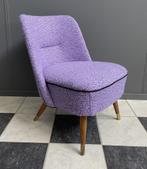 50 jaren cocktail fauteuil nieuw bekleed met paars wol stof, Ophalen, Gebruikt, Vintage, 75 tot 100 cm
