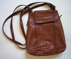vintage la moda leer schoudertas tas rits design cross body, Overige merken, Gebruikt, Bruin, Ophalen of Verzenden
