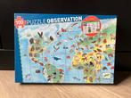 Djeco puzzel 100 stukjes - Wereld dieren, Ophalen of Verzenden, Meer dan 50 stukjes, Zo goed als nieuw, 6 jaar of ouder