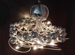 Bijzondere hanglamp met zilveren bollen en halogeenlampjes, Ophalen of Verzenden, Gebruikt, Metaal, 50 tot 75 cm