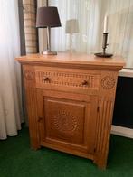 Bewerkt licht eiken opberg kast 1 lade en 1 deurtje, Huis en Inrichting, Kasten | Dressoirs, Ophalen, Gebruikt, 25 tot 50 cm, 50 tot 100 cm