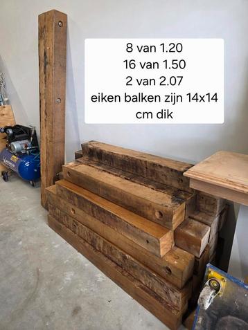 Partij eiken balken gedroogd. beschikbaar voor biedingen