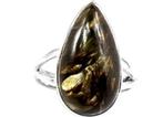 925 Zilveren ring met Goud Seraphinite Serapheniet maat 19, Verzenden, 19 tot 20, Nieuw, Dame of Heer