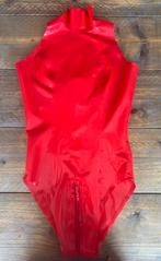 Halter Bodysuit (3way zipper) / Latex / Maat S, Verzenden, Rood, Body of Korset