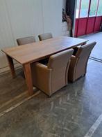 Eettafel 2.00x1.00 m.  met 4 eettafelstoelen op wieltjes, Huis en Inrichting, Tafels | Eettafels, Ophalen, Gebruikt, 200 cm of meer