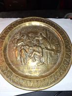 Antiek messing bord - De Kiezentrekker Jan Steen, Antiek en Kunst, Antiek | Wandborden en Tegels, Ophalen of Verzenden