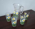 Vintage Sapkan / Waterkan met 4 glazen, Glas of Glazen, Ophalen of Verzenden, Overige stijlen, Glas
