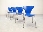 4 butterfly stoelen - Arne Jacobsen for Fritz Hansen - blau, Huis en Inrichting, Stoelen, Gebruikt, Blauw, Ophalen of Verzenden