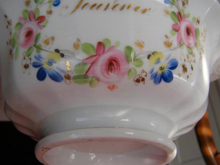 antiek porseleinen schaal handbeschilderd met bloemen 20x9, Antiek en Kunst, Antiek | Schalen, Ophalen of Verzenden