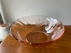 Glazen Schaal Oranje met Lelietjes-van-Dalen 'Jaren 30-50', Verzamelen, Ophalen of Verzenden, Huis en Inrichting