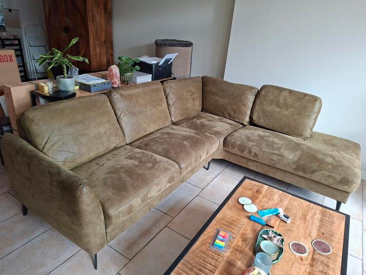 hoekbank microleder, Huis en Inrichting, Banken | Complete zithoeken, Gebruikt, Ophalen