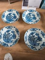 Vier 18e eeuwse Delftse borden met chinoiserie, Ophalen of Verzenden