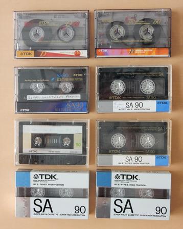 8 cassettebandjes 2x NIEUW TDK SA90 4 gebruikt SA90 2x D60  beschikbaar voor biedingen