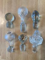 Flessenstop, antiek, kristal, glas, 6 stuks, Antiek en Kunst, Ophalen of Verzenden