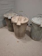 Brocante zinken vuilnisemmer, Antiek en Kunst, Curiosa en Brocante, Ophalen of Verzenden