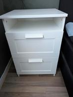 2 witte nachtkastjes met lades, Ophalen, Gebruikt, Minder dan 45 cm