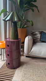 Nachtkastje / bijzettafel – bordeaux kunststof – retro stijl, Ophalen, Gebruikt, 3 of 4 laden, Minder dan 25 cm