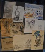 Lot div. tekeningen,schilderijtjes, gesigneerd., Ophalen of Verzenden