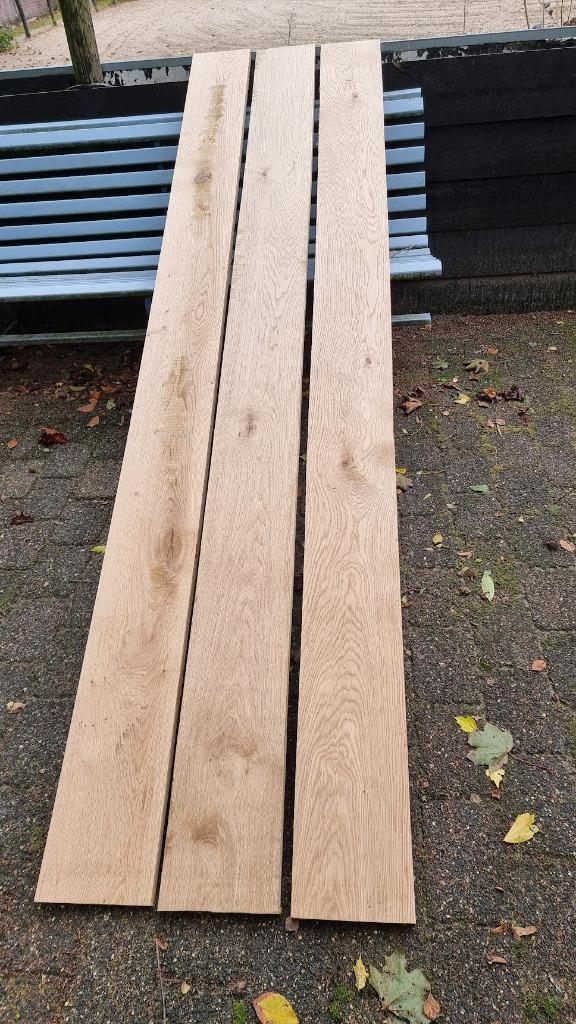3 rechte, droge, eiken planken, 2.60 x 20/21 cm, 28 mm dik., Doe-het-zelf en Verbouw, Hout en Planken, Nieuw, Plank, Eiken, 250 tot 300 cm