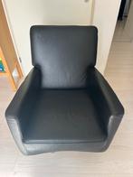 Fauteuil leer Zwart, Leer, Ophalen of Verzenden, 75 tot 100 cm, Zo goed als nieuw