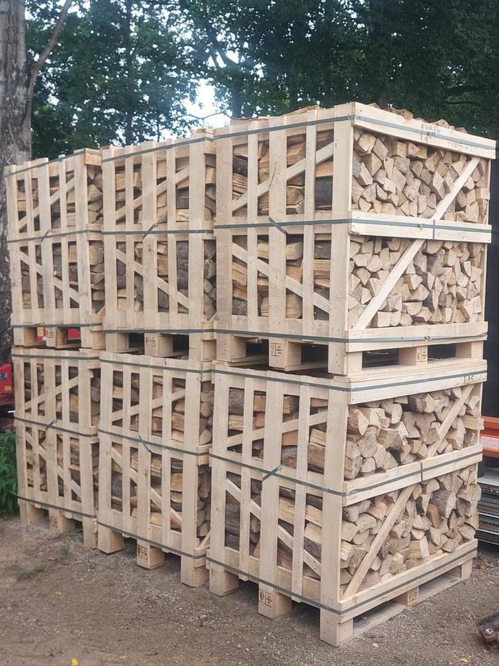 OVENGEDROOGD, GESTAPELD HAAGBEUKEN HAARDHOUT PER 1 KUUB, Tuin en Terras, Haardhout, 6 m³ of meer, Ophalen of Verzenden