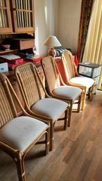 4 rieten eetkamer stoelen, Huis en Inrichting, Stoelen, Ophalen, Gebruikt, Bruin, Vier
