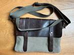 Schoudertasje van leer en canvas, Overige merken, Gebruikt, Ophalen of Verzenden, Leer