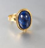 18 krt gouden ring met Lapis Lazuli, 18 tot 19, Geel, Ophalen of Verzenden, Zo goed als nieuw