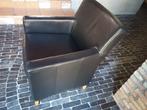 Zwart lederen fauteuil IKEA, Huis en Inrichting, Ophalen, Zo goed als nieuw, 50 tot 75 cm, Hout