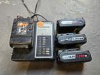 Panasonic acculader 14,4v met 4 batterijen, Ophalen of Verzenden, Gebruikt