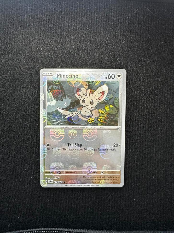 Pokemon Minccino 075/086 Masterbal, Hobby en Vrije tijd, Verzamelkaartspellen | Pokémon, Zo goed als nieuw, Meerdere kaarten, Ophalen of Verzenden