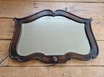Jaren 50/60 wandspiegel van hout met facet geslepen glas, Ophalen of Verzenden, Rechthoekig, 50 tot 100 cm, Minder dan 100 cm