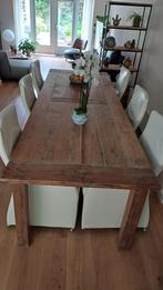 6 Wit lederen eetkamerstoelen, in zeer goede staat, Huis en Inrichting, Gebruikt, Wit, Leer, Vijf, Zes of meer stoelen
