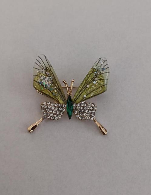 Vlinder broche, Sieraden, Tassen en Uiterlijk, Broches, Nieuw, Overige materialen, Overige kleuren, Minder dan 4 cm, Met strass